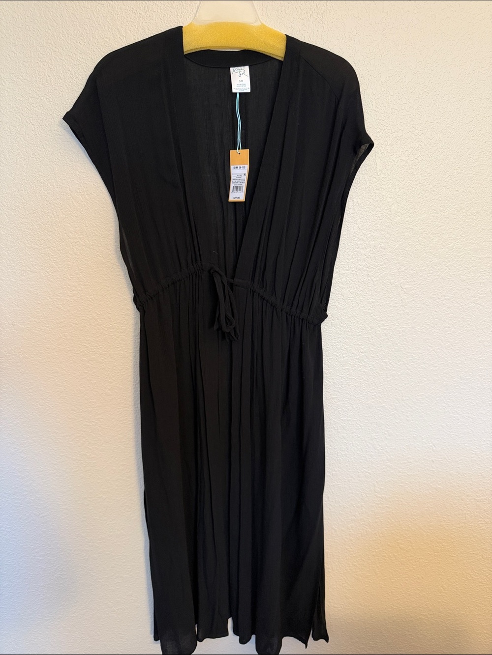 Kona Sol NWT Black V-Neck Drawstring Waist Swimsuit Coverup